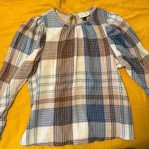 Universal Thread, gauze cotton plaid blouse, Size Medium, NWOT
